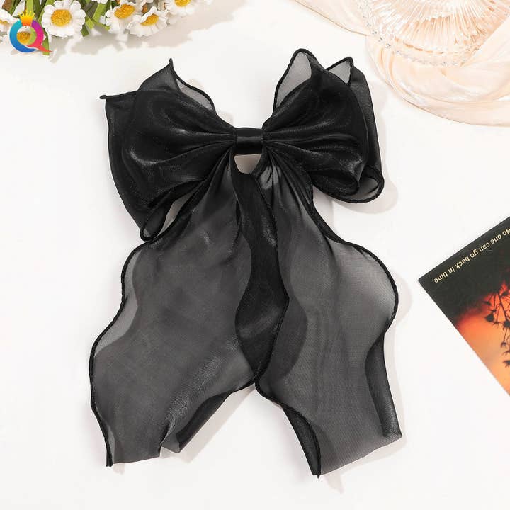Little Trendy - Wholesale Hair Bow - Women's - Pearlescent Mesh Hairbow Fairy Ribbon Bow Hair clip