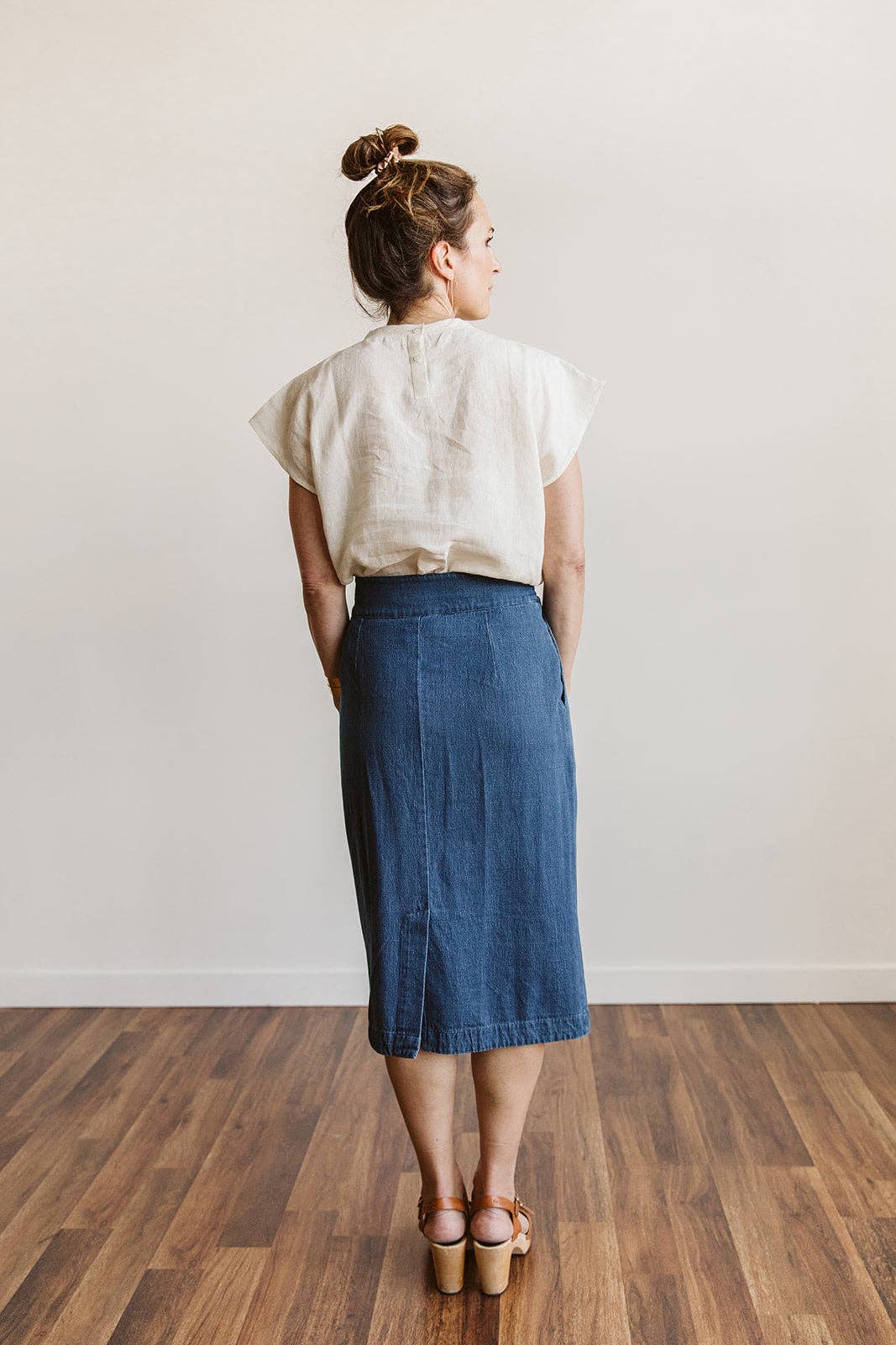 Indigo dye Phoebe Origami Waist Skirt for wholesale on Faire5