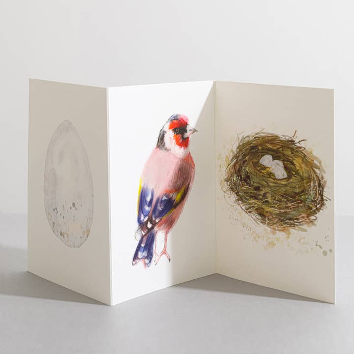 Biglietto a forma di cardellino, a forma di uccello, per amanti della natura per la vendita all'ingrosso da parte di Sara Sayer