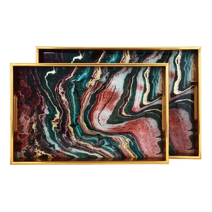 SINT - Wholesale Serving Tray - Vintage Rectangle Serving Tray with Handles- Pack of 21