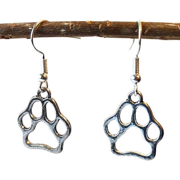 Hollow Dog Puppy Paw Prints Antikke sølvøreringe for engroshandel hos Stylish Jewelry Supply