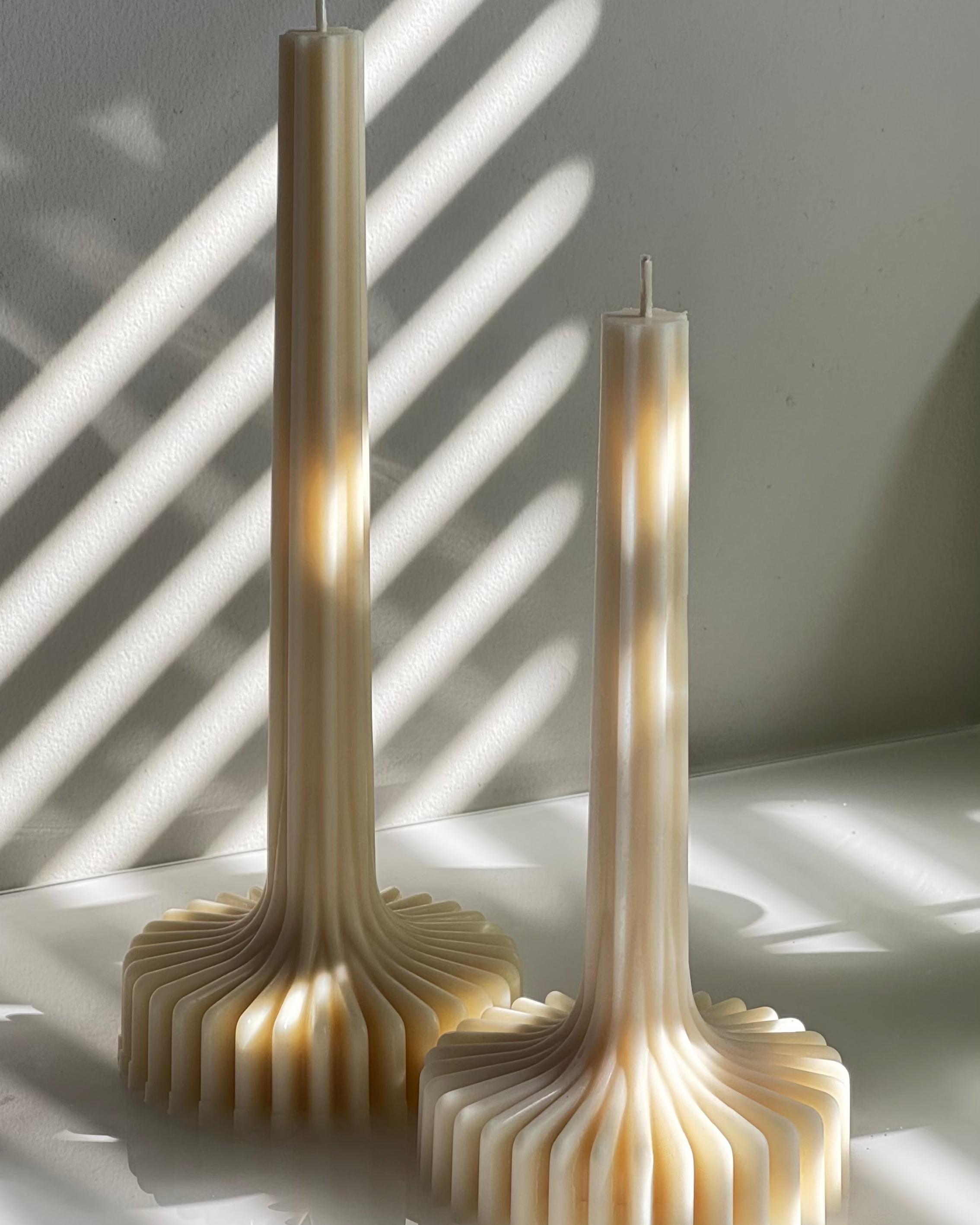 Homebody Living & Co. - Wholesale Tapered Candle/Candlestick - Modern Fluted Taper Candle Duo – Sculptural Statement Design1