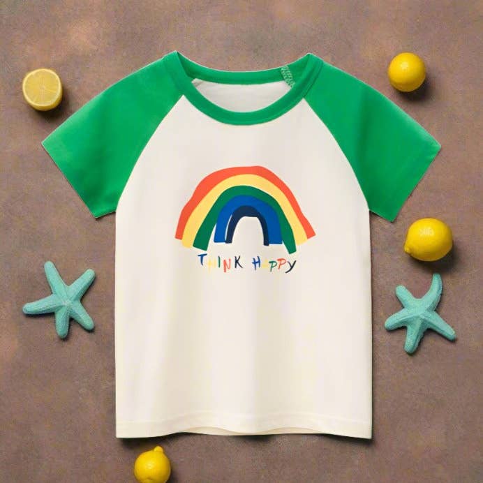 T-shirt à manches courtes pour enfant, haut arc-en-ciel pour la vente par KiddieKickz