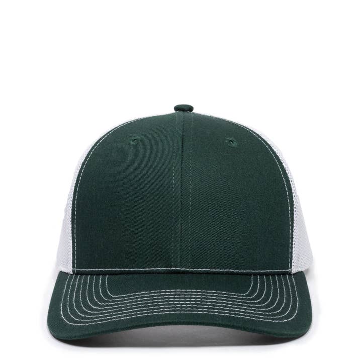 Outdoor Cap Blank Trucker Hat, Dark Green/White for wholesale by Outdoor Cap
