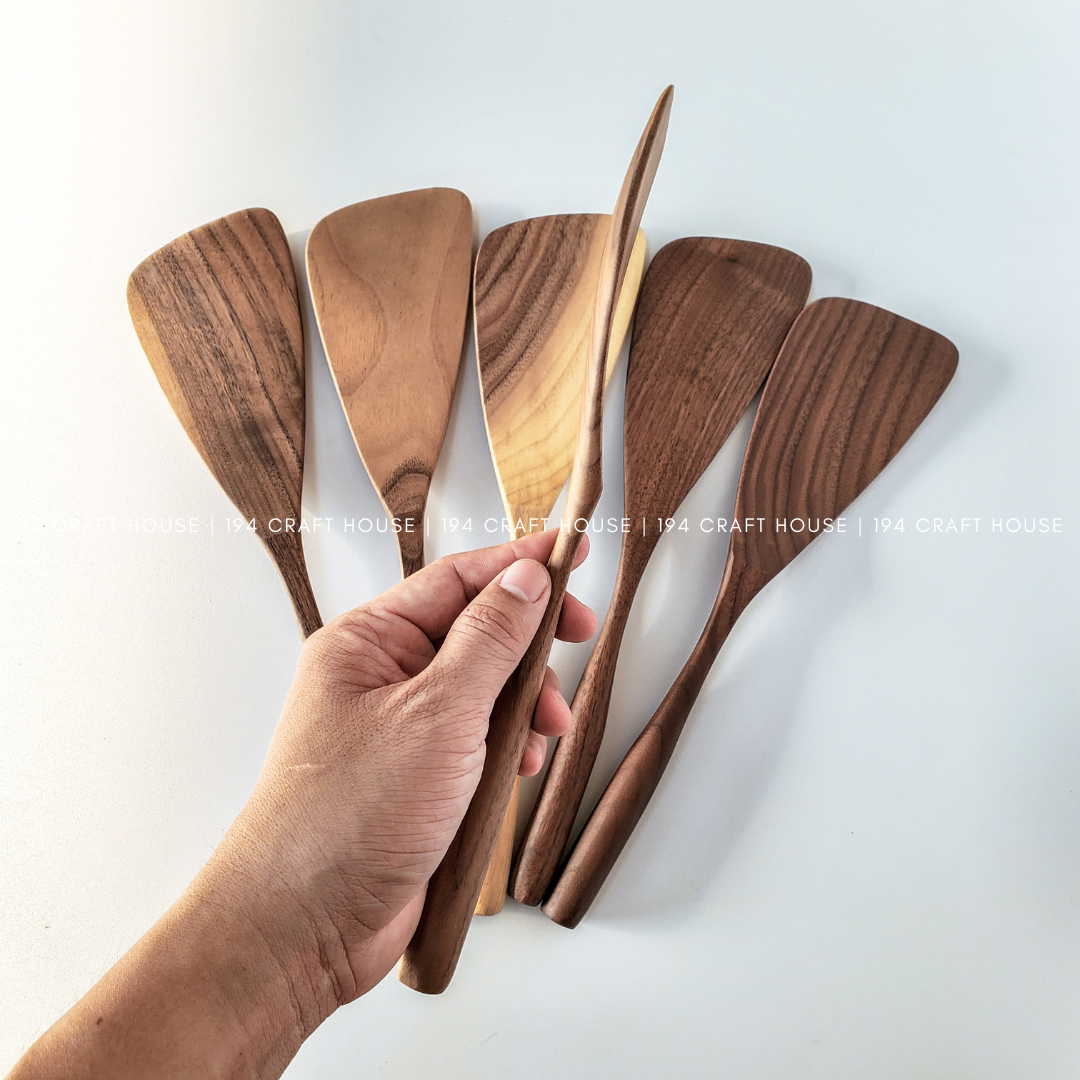 194 Craft House - Wholesale Spatula/Turner - Walnut Wood Spatula - 12"- Kitchen Serving Utensils7