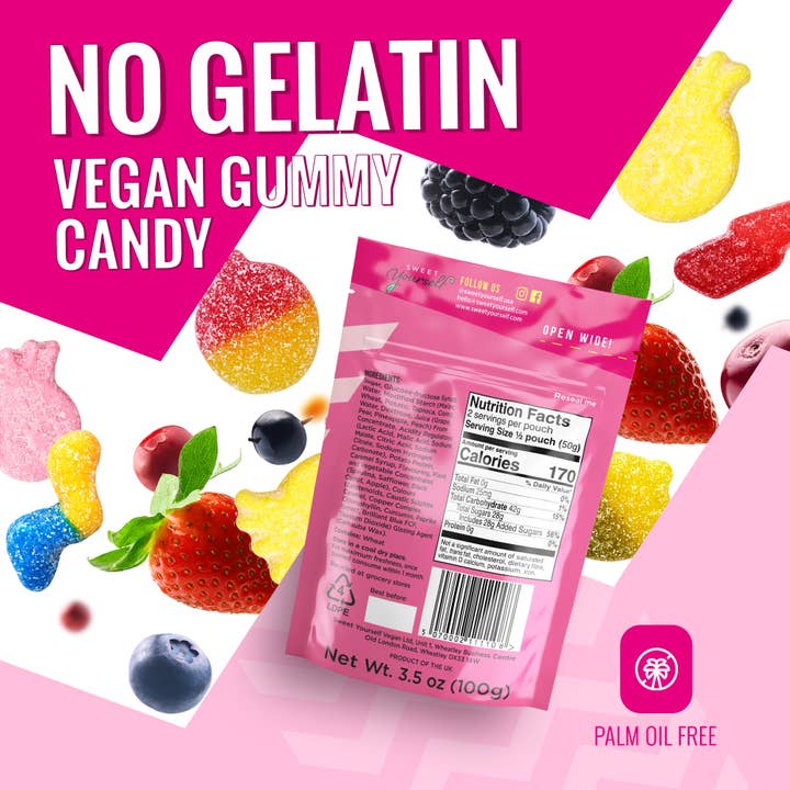 Sweet Yourself Ltd. - Wholesale Gummy - Assorted Fizzy Vegan Sweet Snack Pack - 100g - Eco3