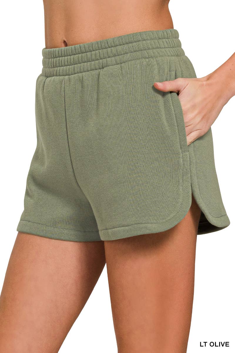 42POPS - Wholesale Shorts - Women's - ',..Fleece Elastic Waistband Dolphin Shorts w/ Pockets17