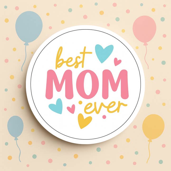 Best Mom Ever Modern Pin – Colorful Heart Design for wholesale by Magnetic Soul