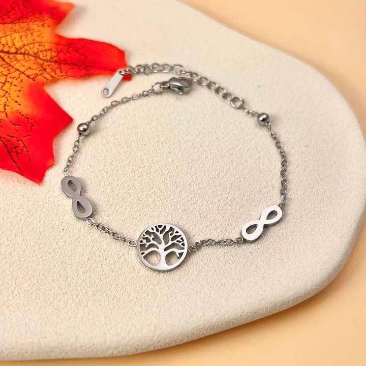 COSMOS - Wholesale Charm/Dangle Bracelet - Tree of Life Bracelet in Gold Stainless Steel