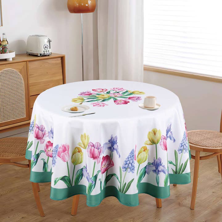 Tulips - Multi - 100% Polyester Tablecloth for wholesale by Texstyles Deco Inc.