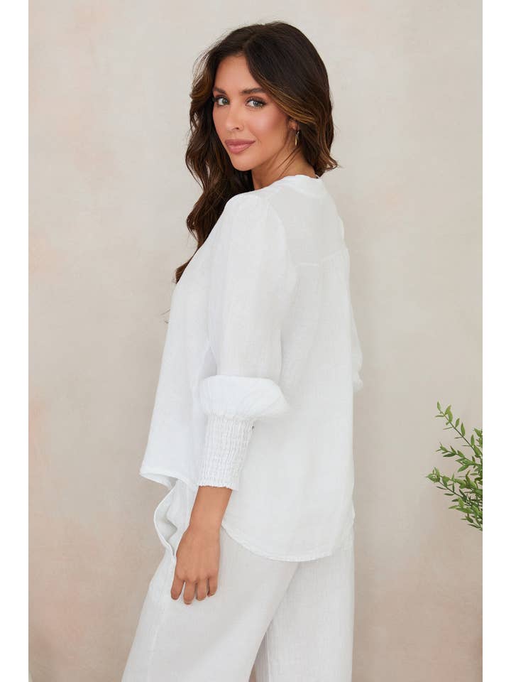 MILIO MILANO - Wholesale Button Down Shirt - Women's - STAND COLLAR LINEN BUTTON DOWN SHIRT (14361/155055)2