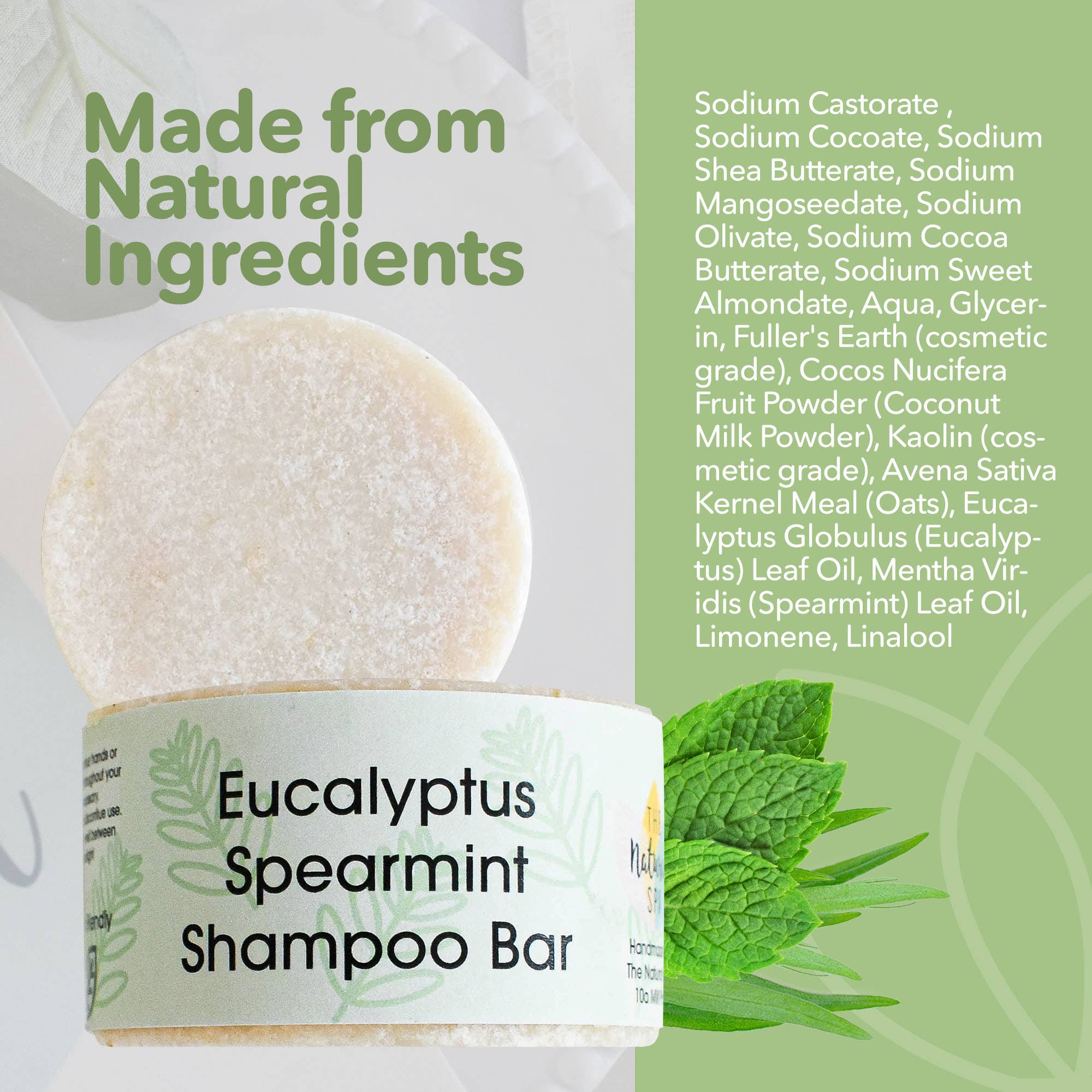 The Natural Spa Cosmetics - Wholesale Shampoo Puck/Solid Shampoo - Spearmint and Eucalyptus Shampoo Bar1