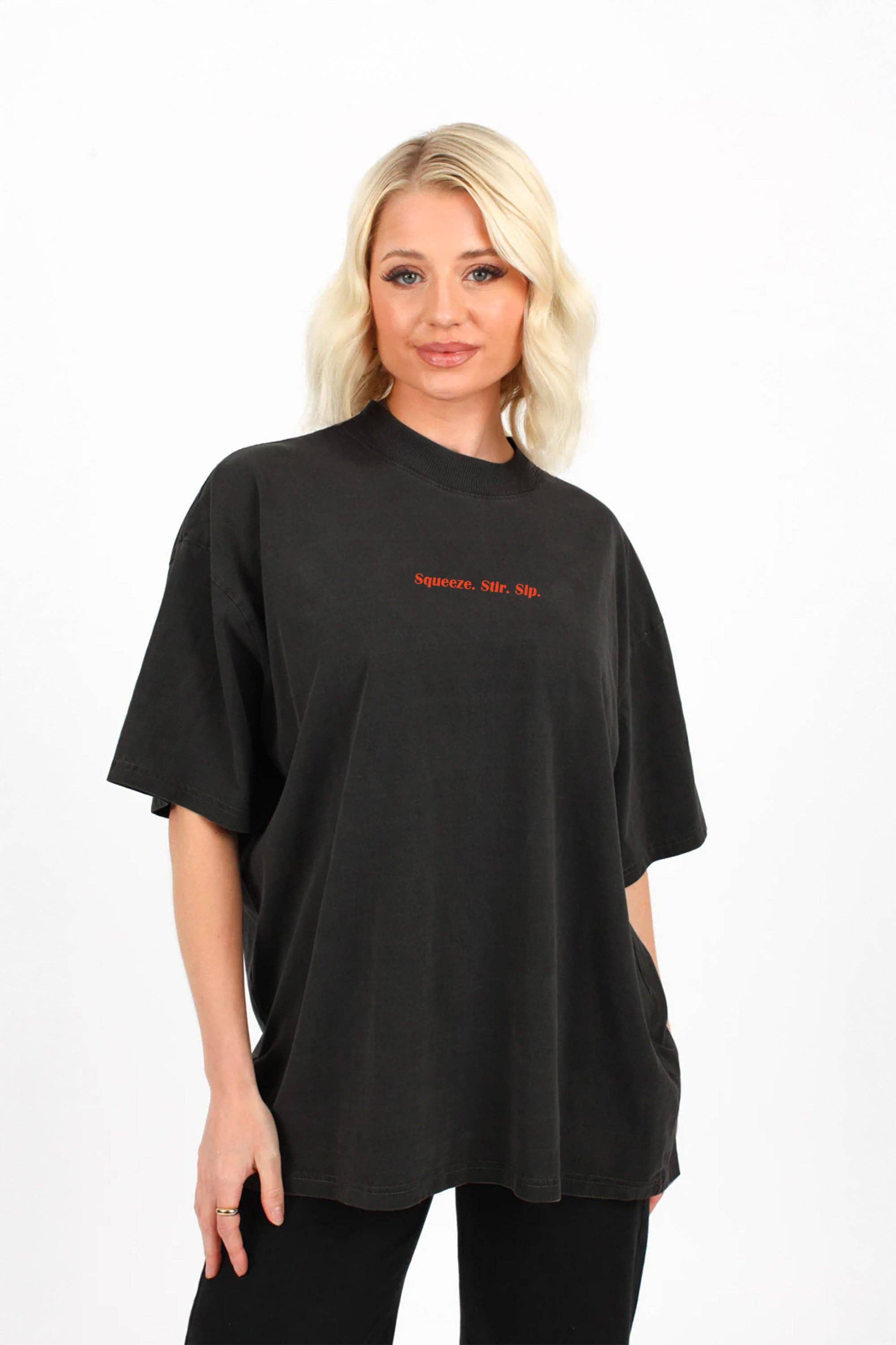 Women150GSM Oversized Washed T-Shirts in Aperol Splash Print for wholesale on Faire2