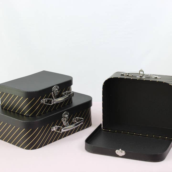 Elegant Design Supply - Vente Coffrets cadeaux - Boîte cadeau luxe en forme de valise avec rayures dorées