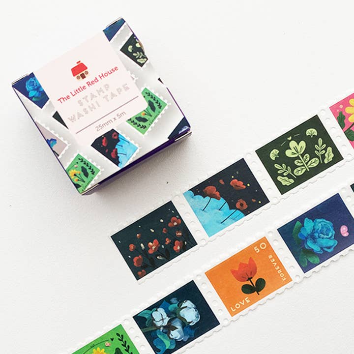 2.5CM FLORAL STAMP WASHI TAPE for wholesale by The Little Red House