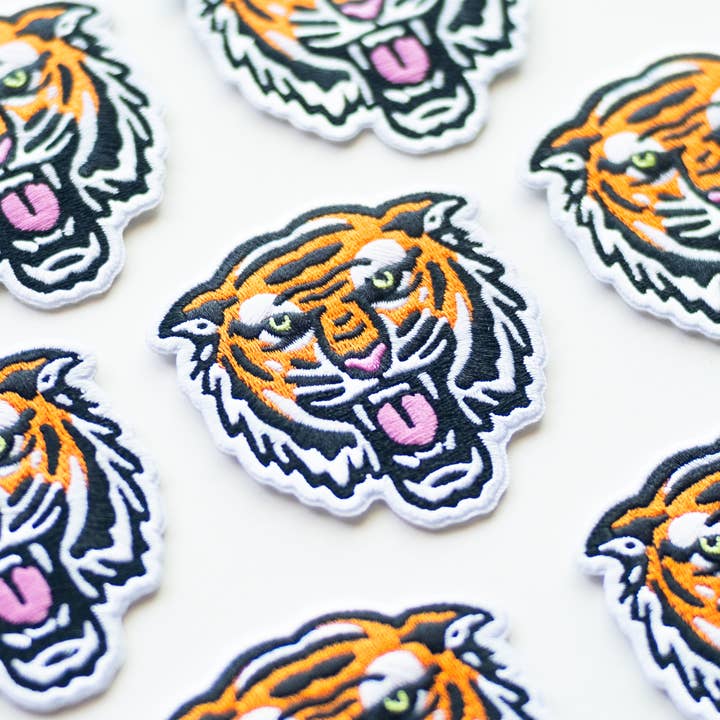 Union Made - Vente Écusson - Écusson thermocollant brodé en forme de visage de tigre du Bengale