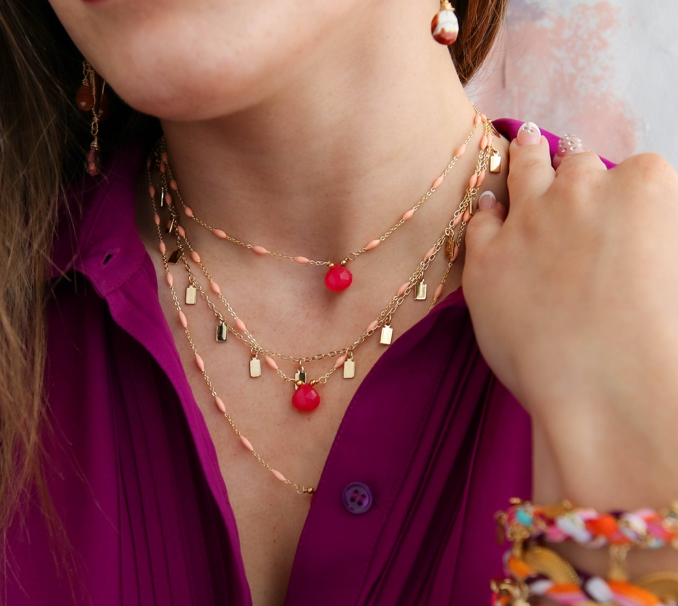 Catherine Page Jewelry – Großhandel Kette mit Anhänger/Charm – Pebble Layering Halskette in Weiß2