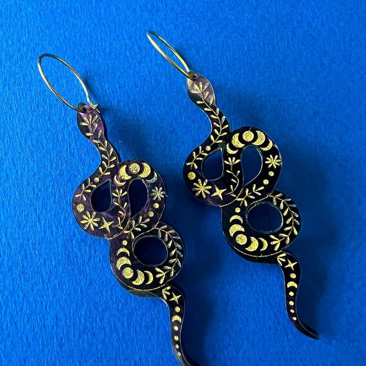 Snake black earrings for wholesale by All Things We Like