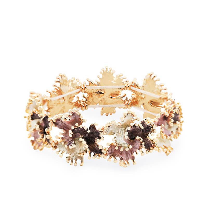 AMORINO SRL – Pulseira de punho por atacado – PULSEIRA ELÁSTICA FLORAL ESMALTADA - SW2488B7971