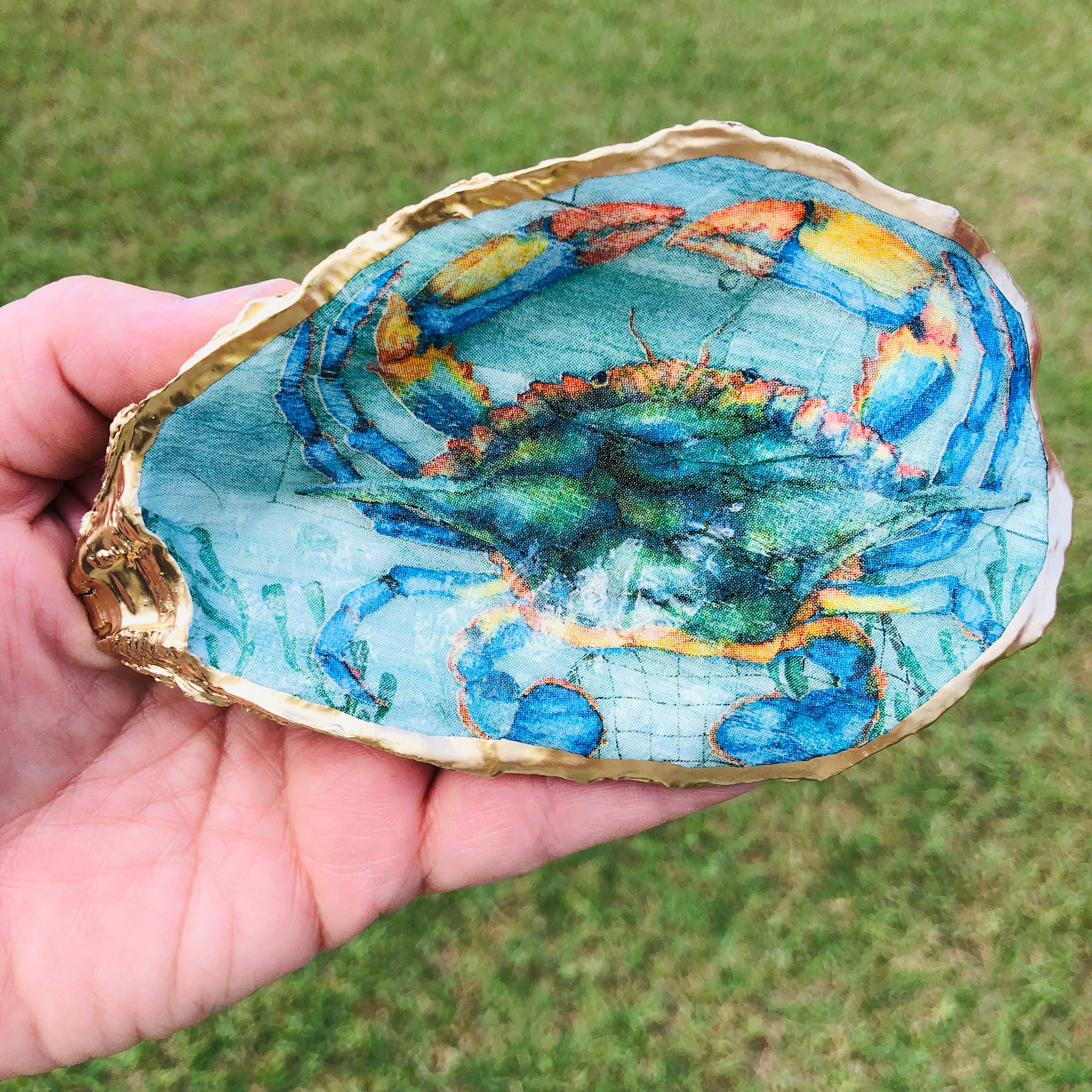 Place of Grace Designs - Vente Plateaux à bijoux - Plat à découper Oyster Ring - Blue Crab3