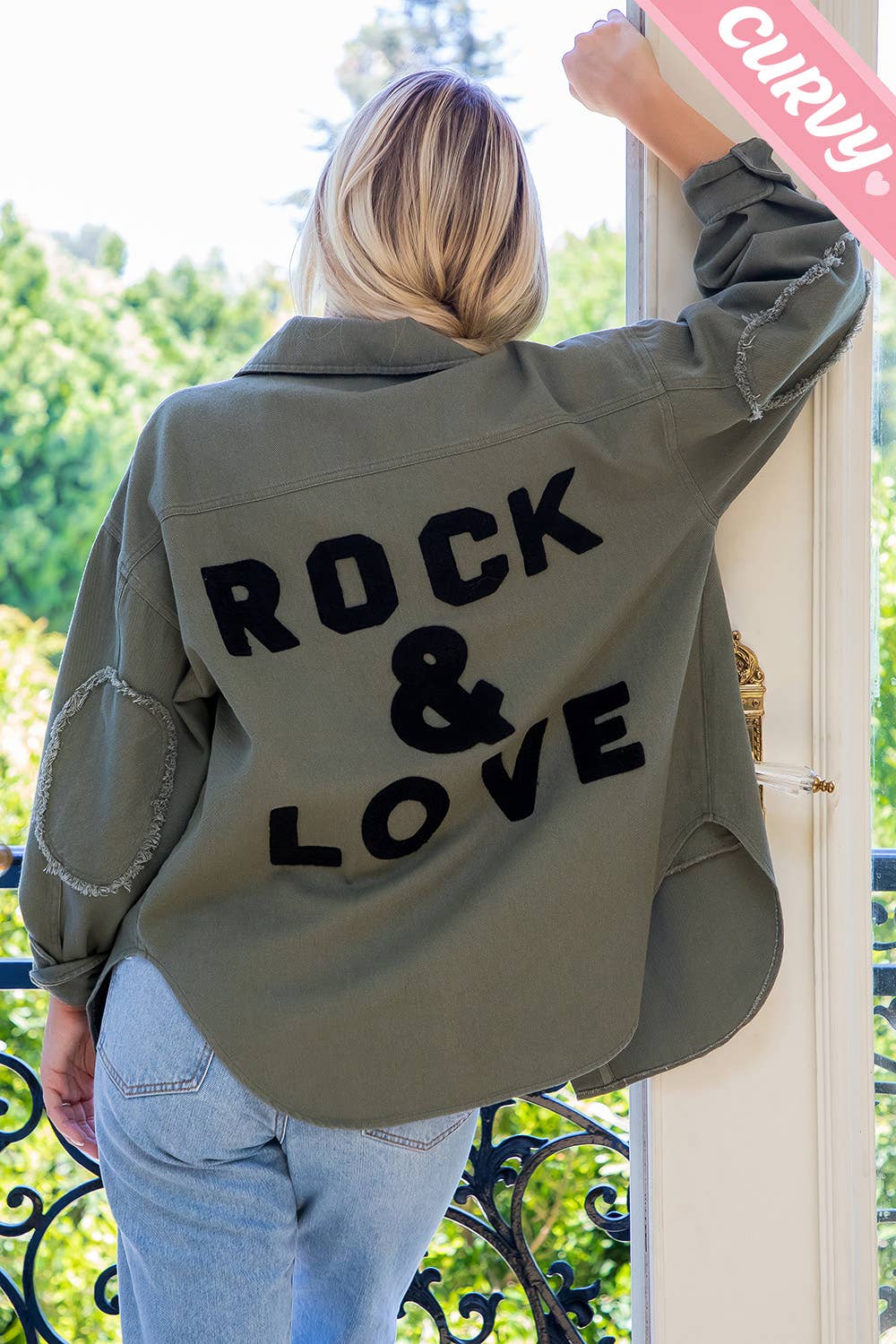 Sweet Lovely by Jen - Wholesale Shirt Jacket/Shacket - Women's - PLUS SIZE COTTON  SHACKET WITH EMBROIDER PATCH 9