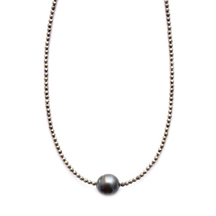 Pyrite & Perle de Tahiti pour la vente par gold & gray