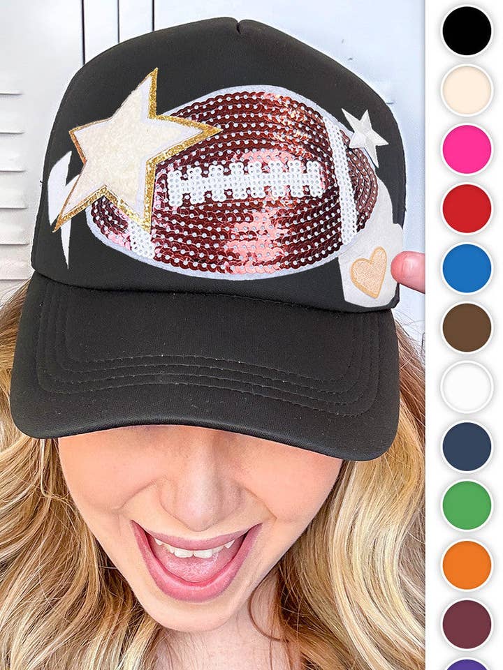 Football Patch Trucker Hat for wholesale by Sugar Stitch