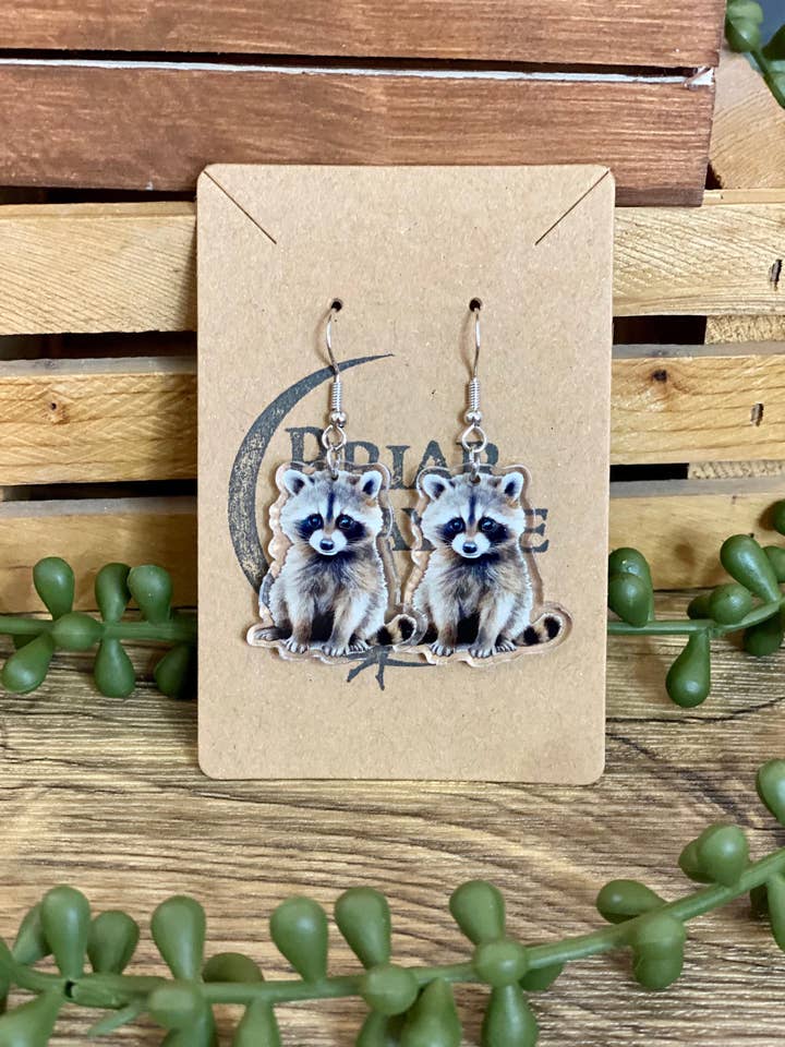 Raccoon in Garbage Can Earrings | Trash Panda Gifts for wholesale by Briar layne
