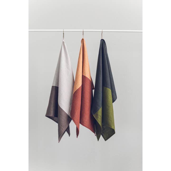 Epic Linen - Wholesale Tea Towel - 100% Pure Linen Colorful Kitchen Tea Towels x 3