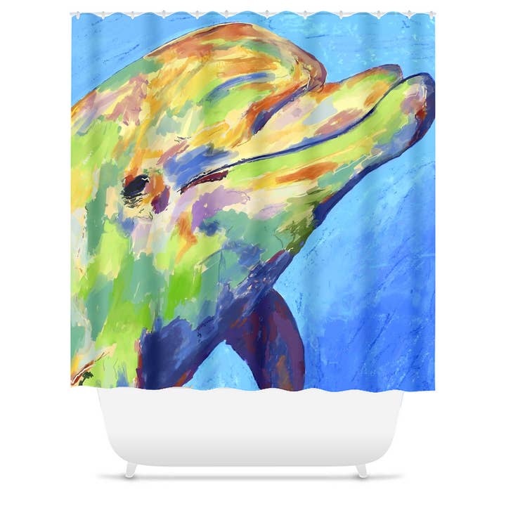 “Splash” Dauphin Shower Curtain for wholesale by Blue Cava