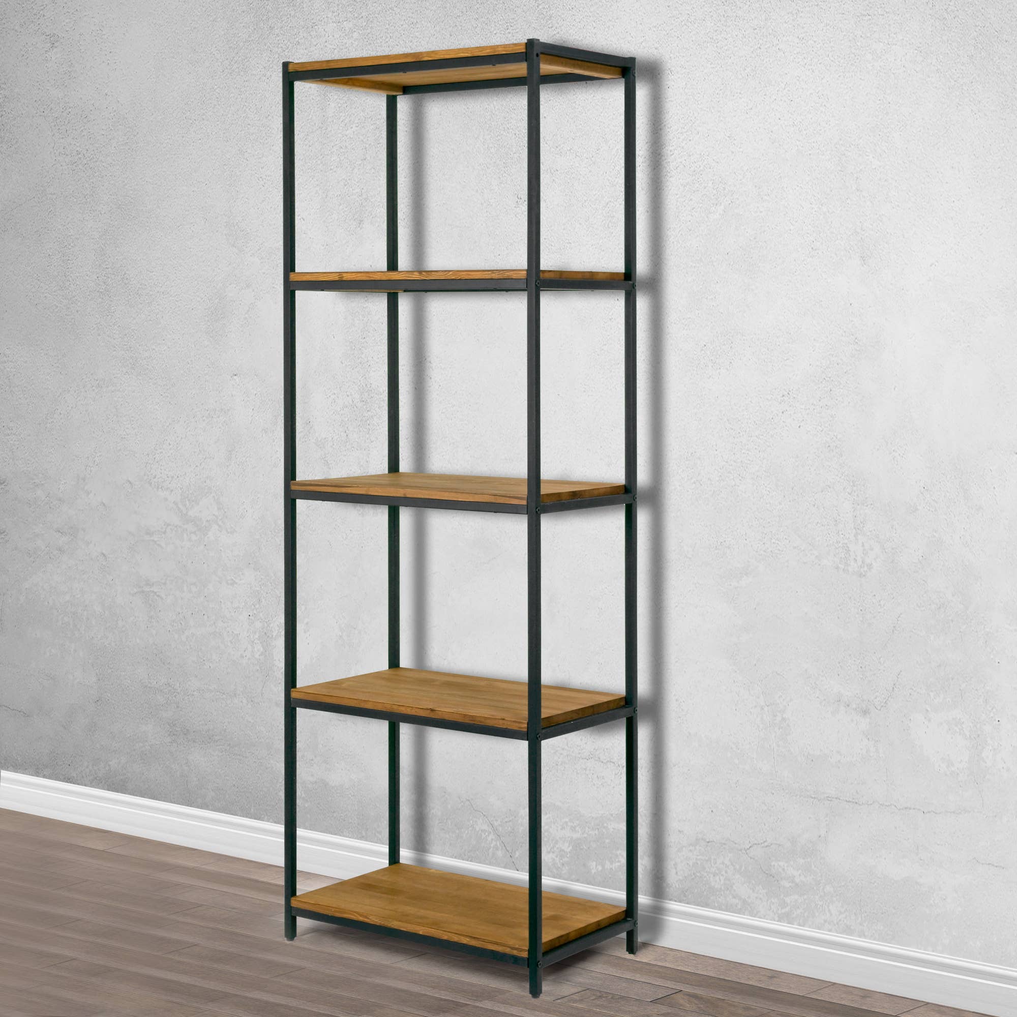 Glamour Home - Wholesale Free Standing Shelf - Ailis Pine Wood Etagere Bookcase with Metal Frame6