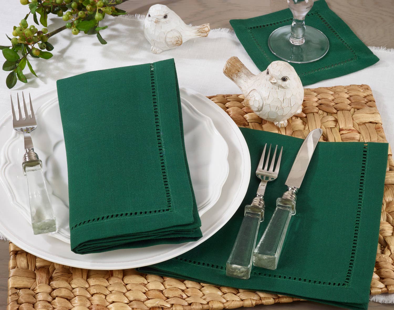 Fennco Styles - Wholesale Dinner & Cloth Napkin - Hemstitch Border 18-Inch Dinner Napkin3