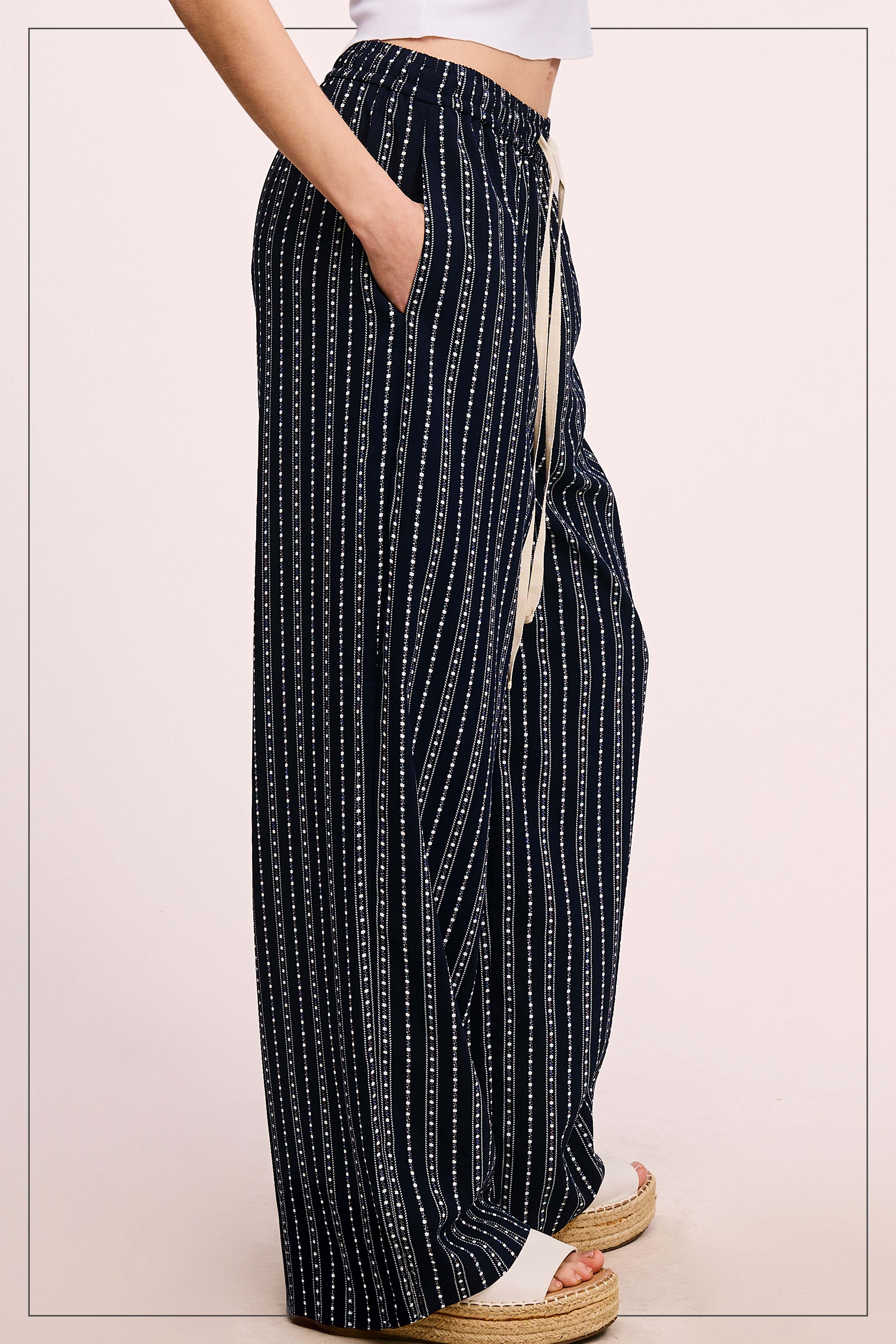 La Miel – Calças - Mulher por atacado – JDP4228-Calças de Design Padronizado de Corte Descontraído Com Bolsos3