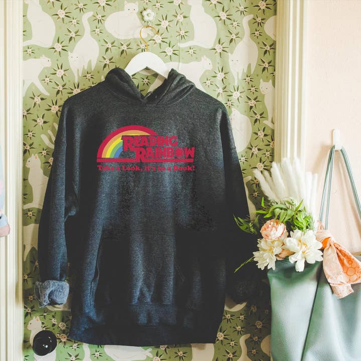 Keen Bee Studio - Wholesale Hoodie - Women's - Reading Rainbow Hoodie: Retro 80s Book Lover Sweatshirt0