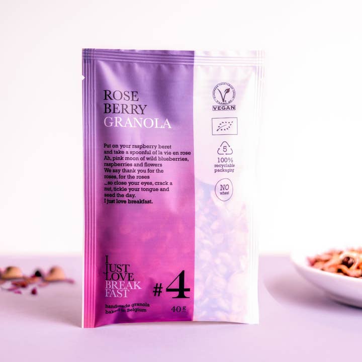 #4 Granola met rozenbessen 40 g voor wholesale door i just love breakfast