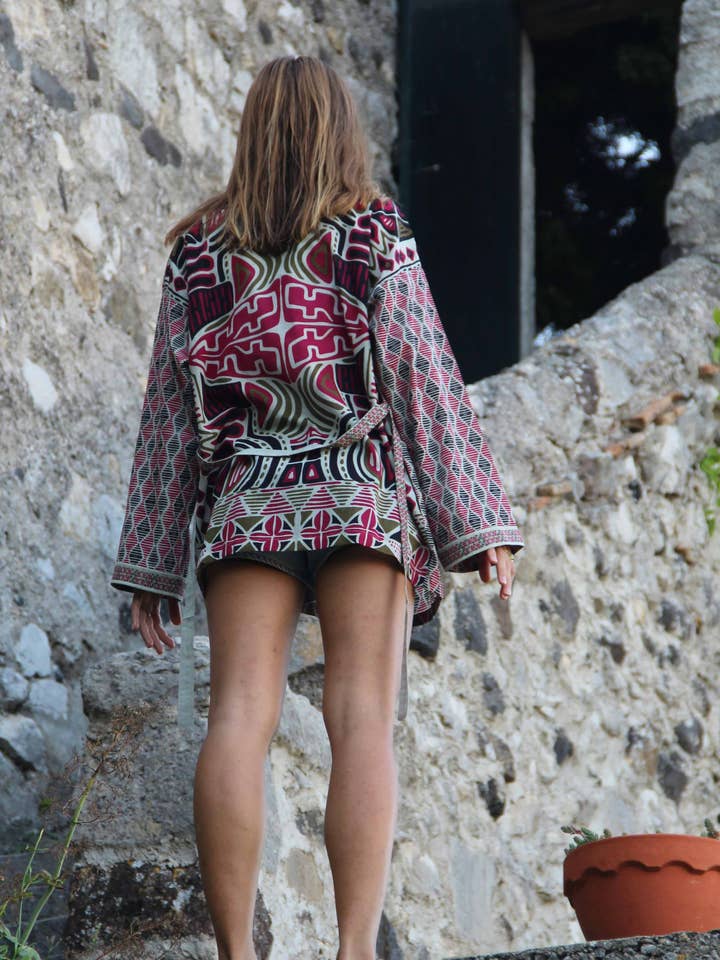 Les Belles Vagabondes - Wholesale Kimono - Women's - Bambara Panafrica Bordeaux Kimono1