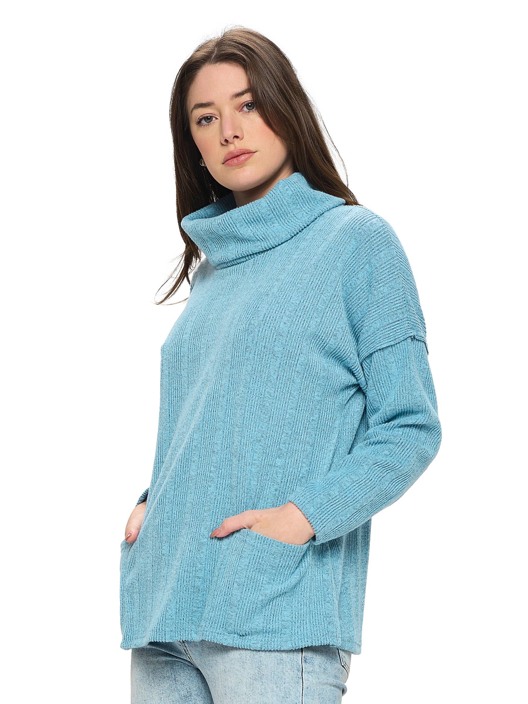 Yak & Yeti - Wholesale Tunic - Women's - SALE Top Turtle Neck Ribbed Oversized (Regular Price $17)2
