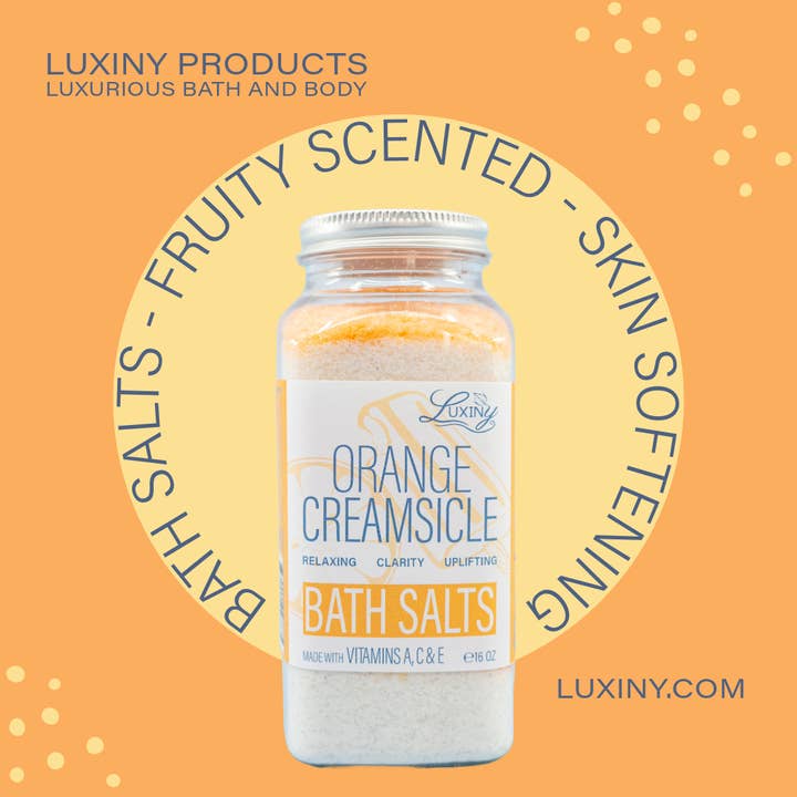 Bath Salts | Orange Creamsicle | 20 oz | Bath Salts Soak for wholesale by Luxiny Products - Luxurious Bath and Body