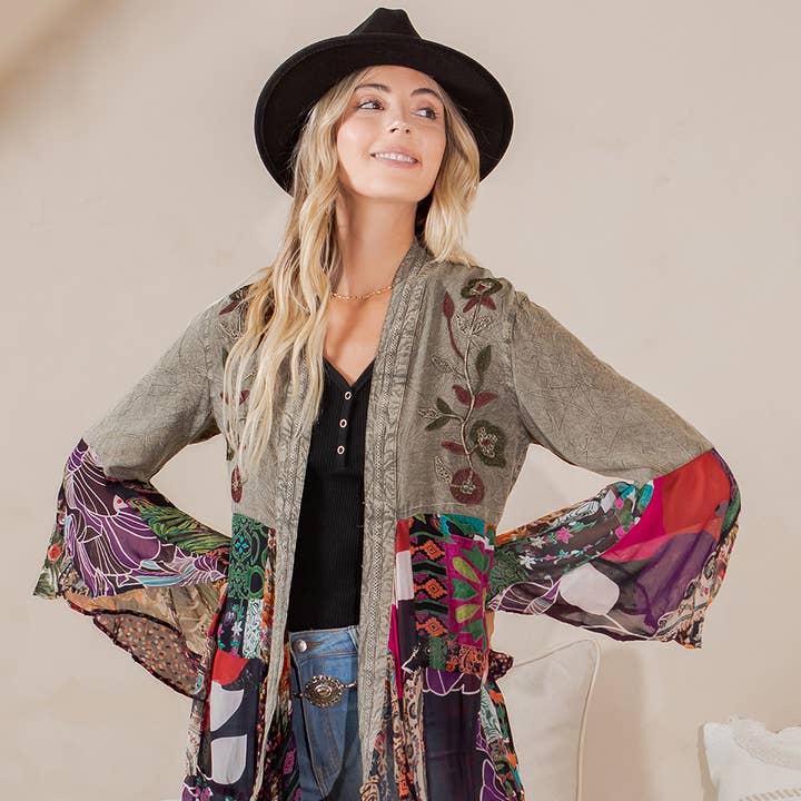 Bohemian Rhapsody : Embroidered Long Kimono
for wholesale by Young Threads