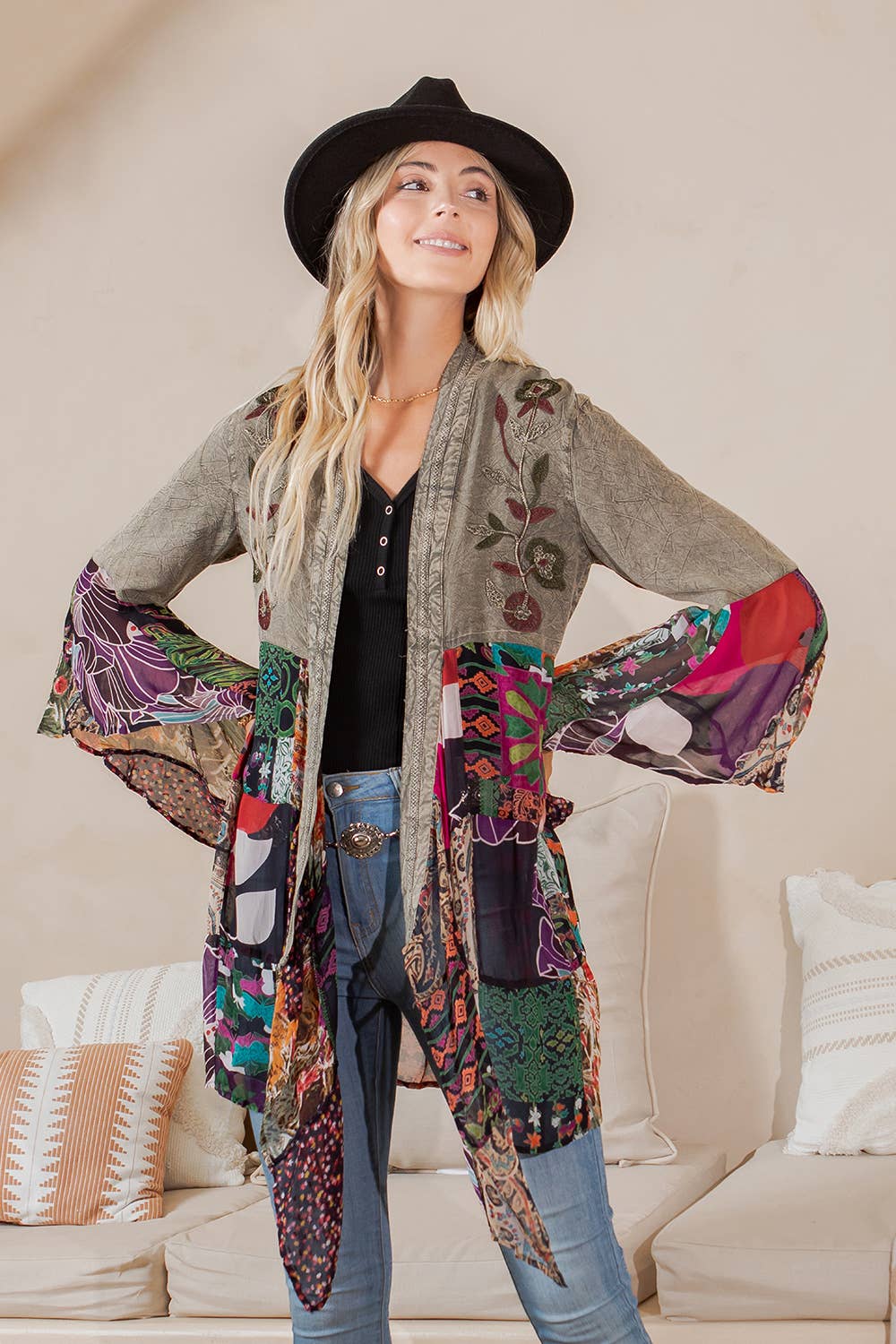 Gravel Bohemian Rhapsody : Embroidered Long Kimono
for wholesale on Faire