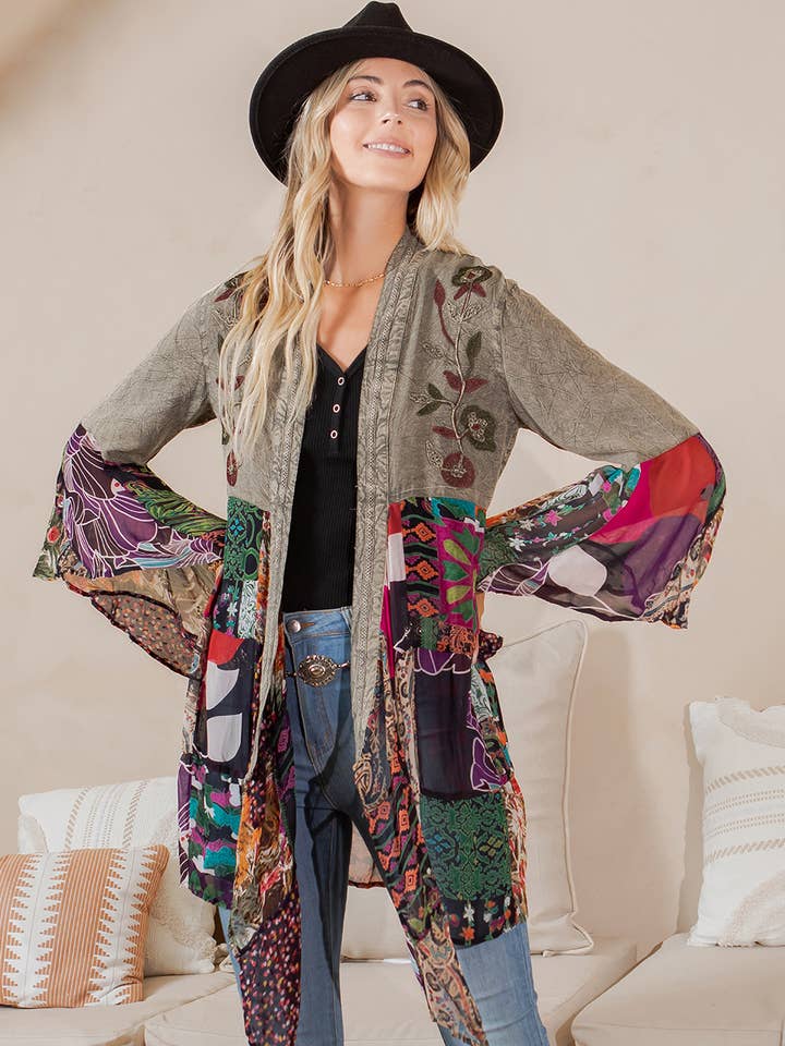 Gravel Bohemian Rhapsody : Embroidered Long Kimono
for wholesale on Faire0