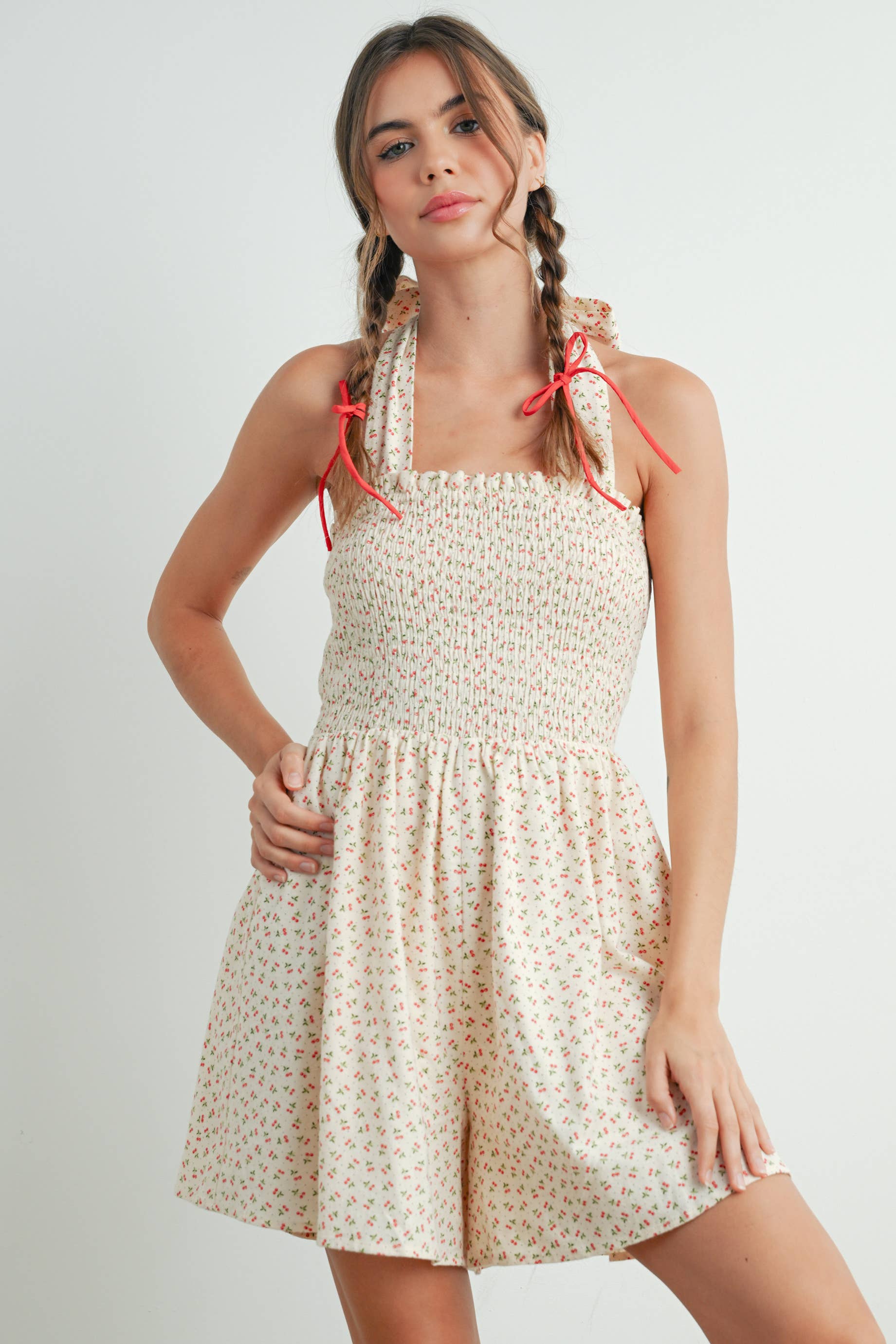 BUTTERMELON - Wholesale Dress - Women's - Classic Ditsy Mini Dress - BMR767214