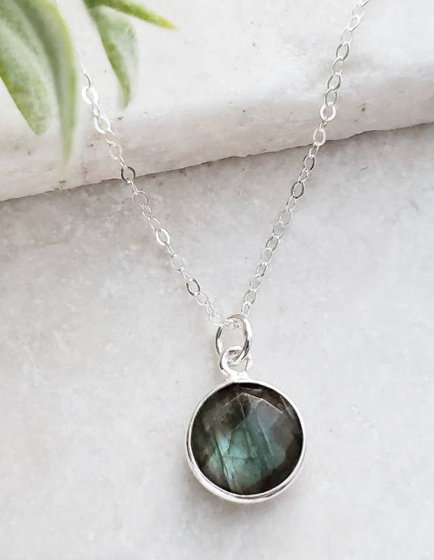 Sosie Designs - Wholesale Pendant/Charm Necklace - Silver Round Labradorite Necklace2