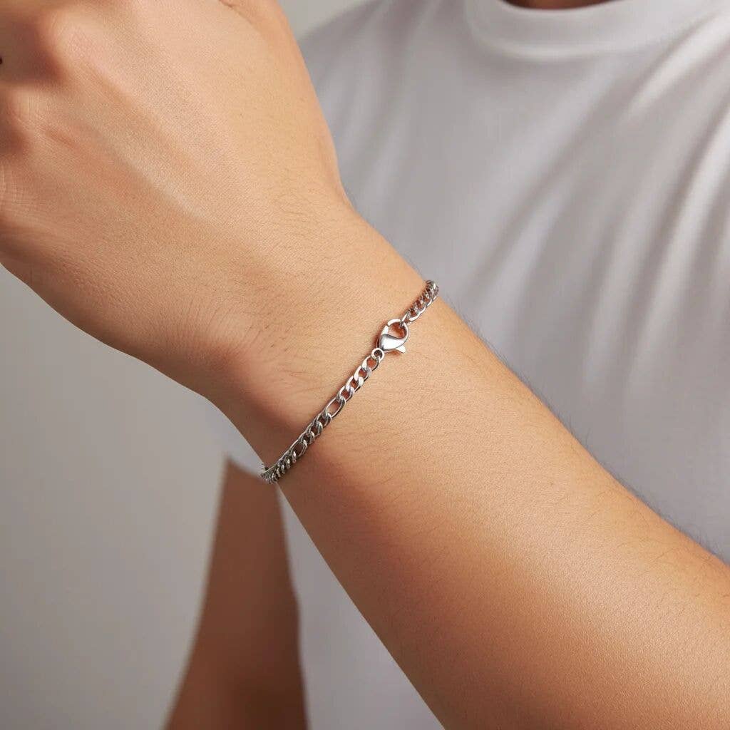 WJW - Wholesale Link & Chain Bracelet - Stainless Steel Figaro Chain Bracelet8