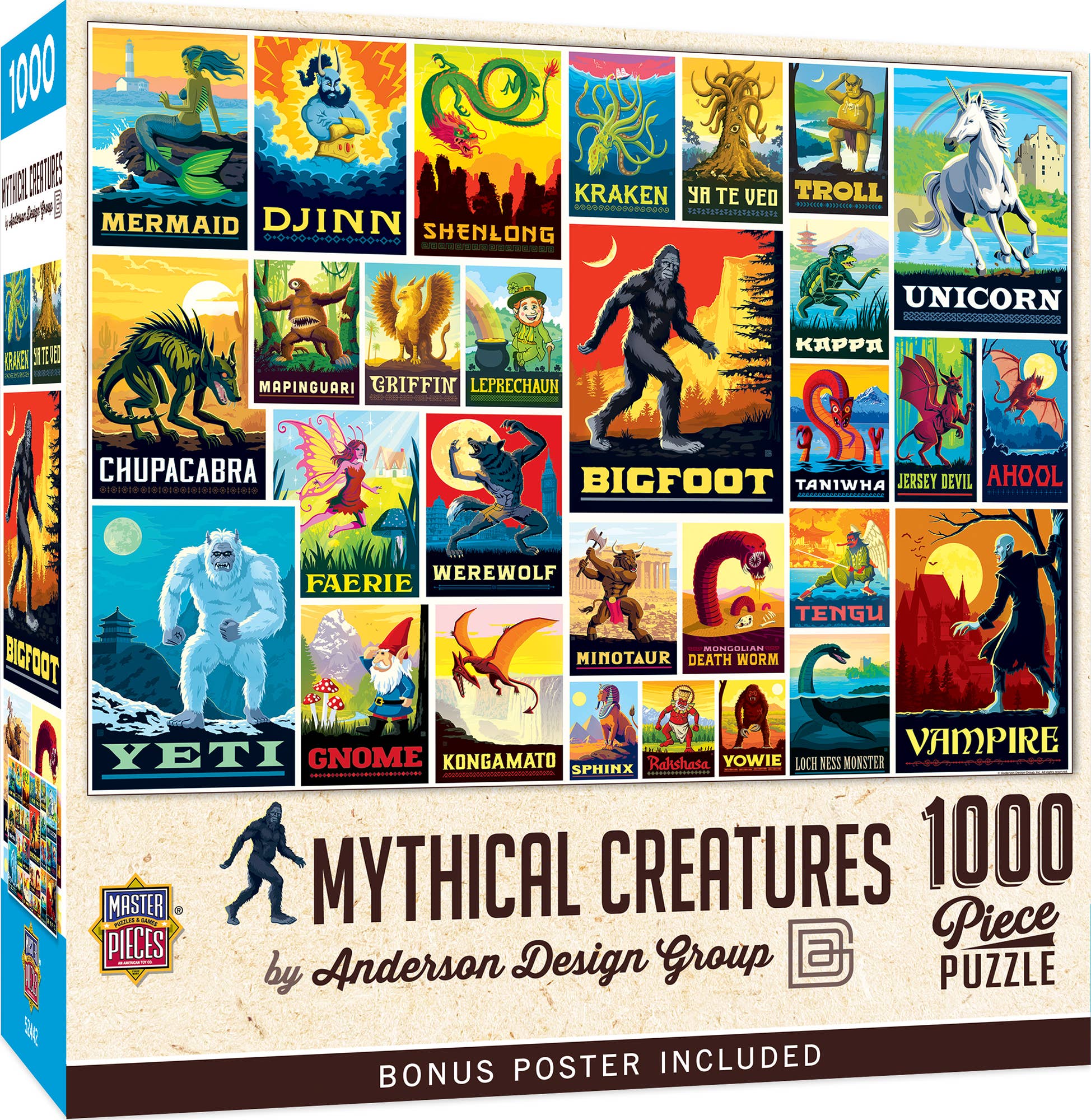 Masterpieces Puzzles - Wholesale Puzzle - Adult - Vintage Posters - Mythical Creatures 1000 Piece Jigsaw Puzzle0