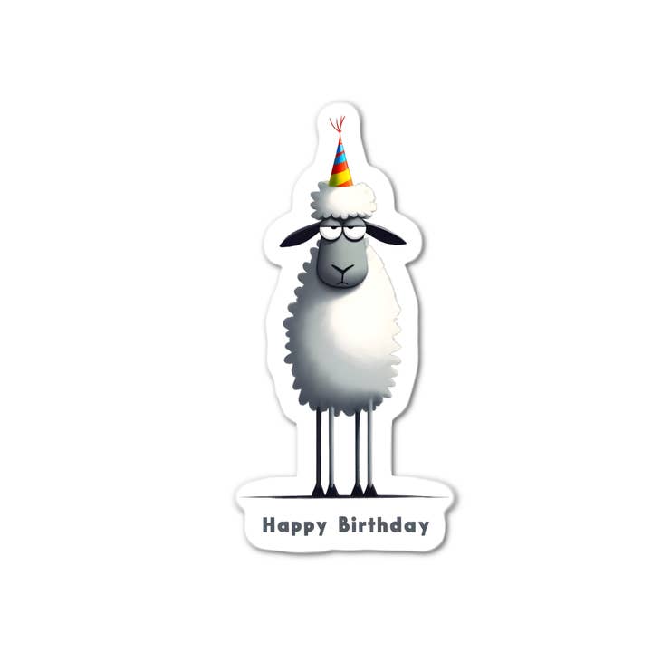Stick-It Expressions - Wholesale Phone & Laptop Stickers - 3'' Sticker | Happy Birthday Sheep 1.0 Sticker