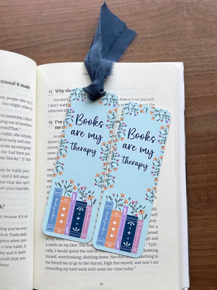 Books are my therapy bookmark for wholesale by Made with Monday