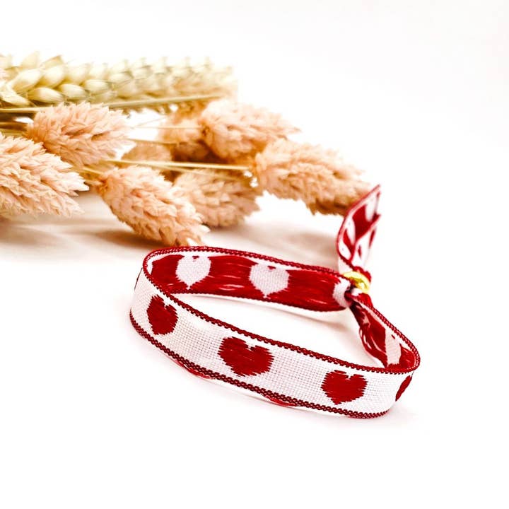 Pulsera de cinta corazones rojo/blanco para venta al por mayor de Ibiza Boutique