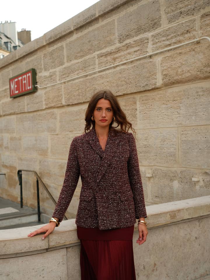 LULUMARY - Wholesale Suit Jacket - Women's - Sequin tweed jacket V3440