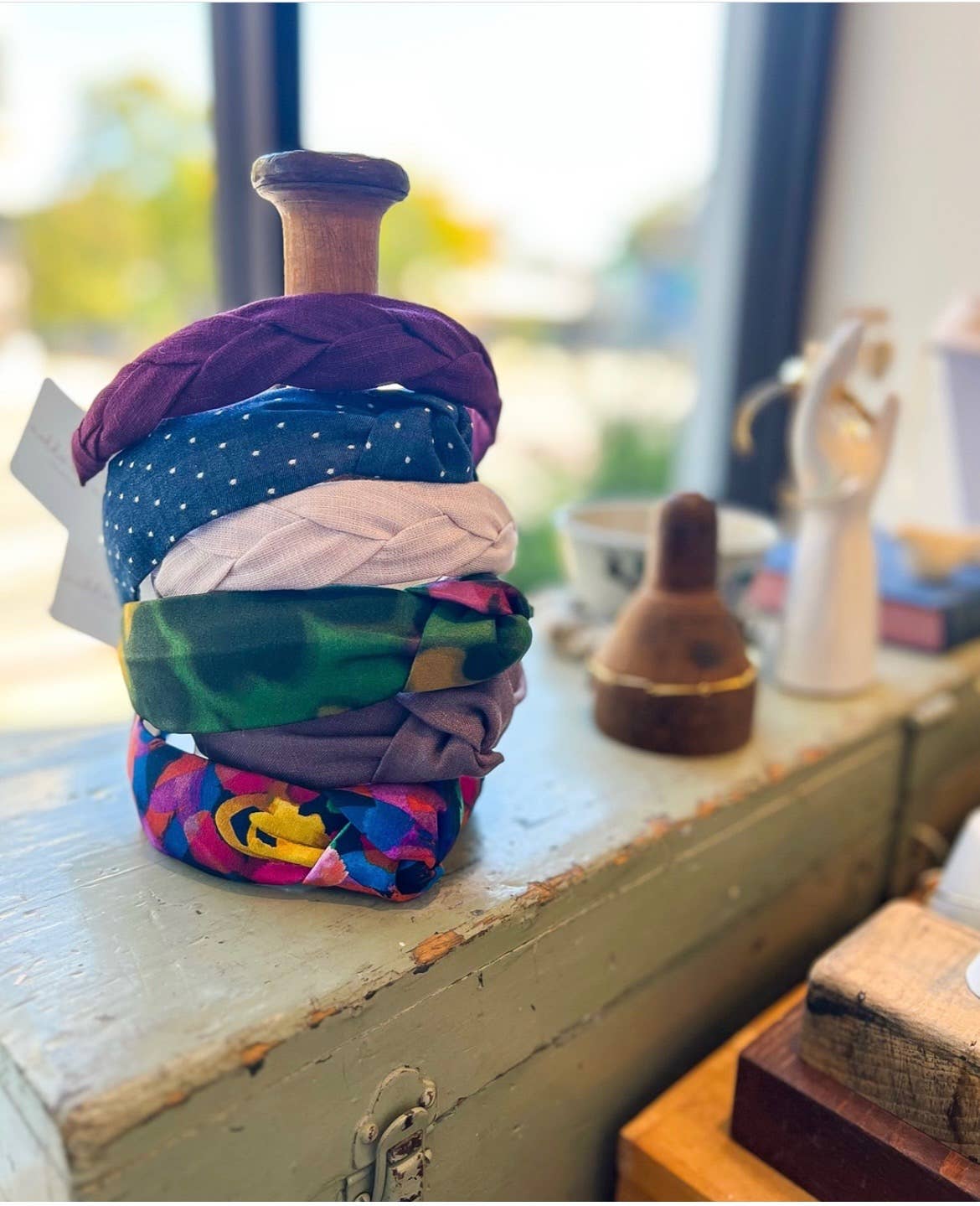 Maddie and Me Handmade - Wholesale Fashion Headband - Women's - Western Polka Dot Chambray Knot Headband | Navy Blue Indigo11